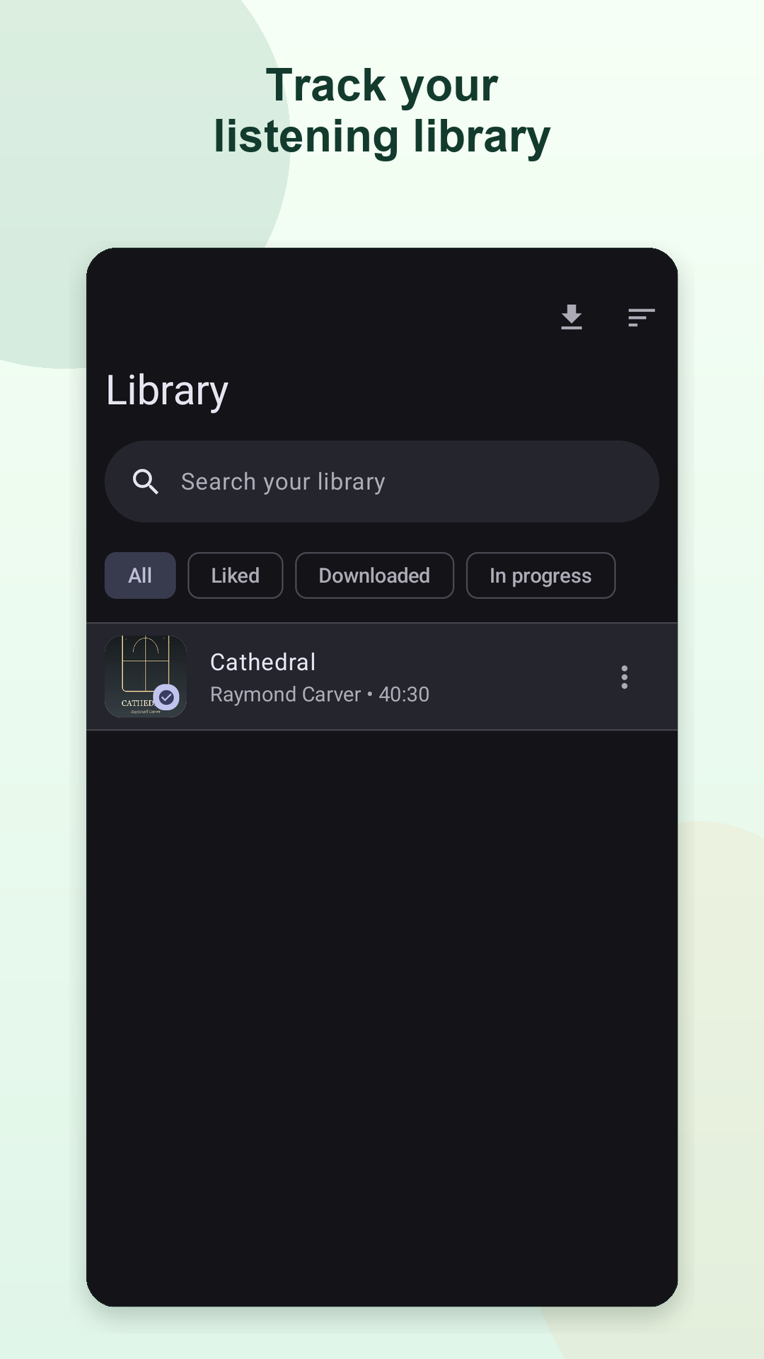 Library progress screen in LibriVox Mobile