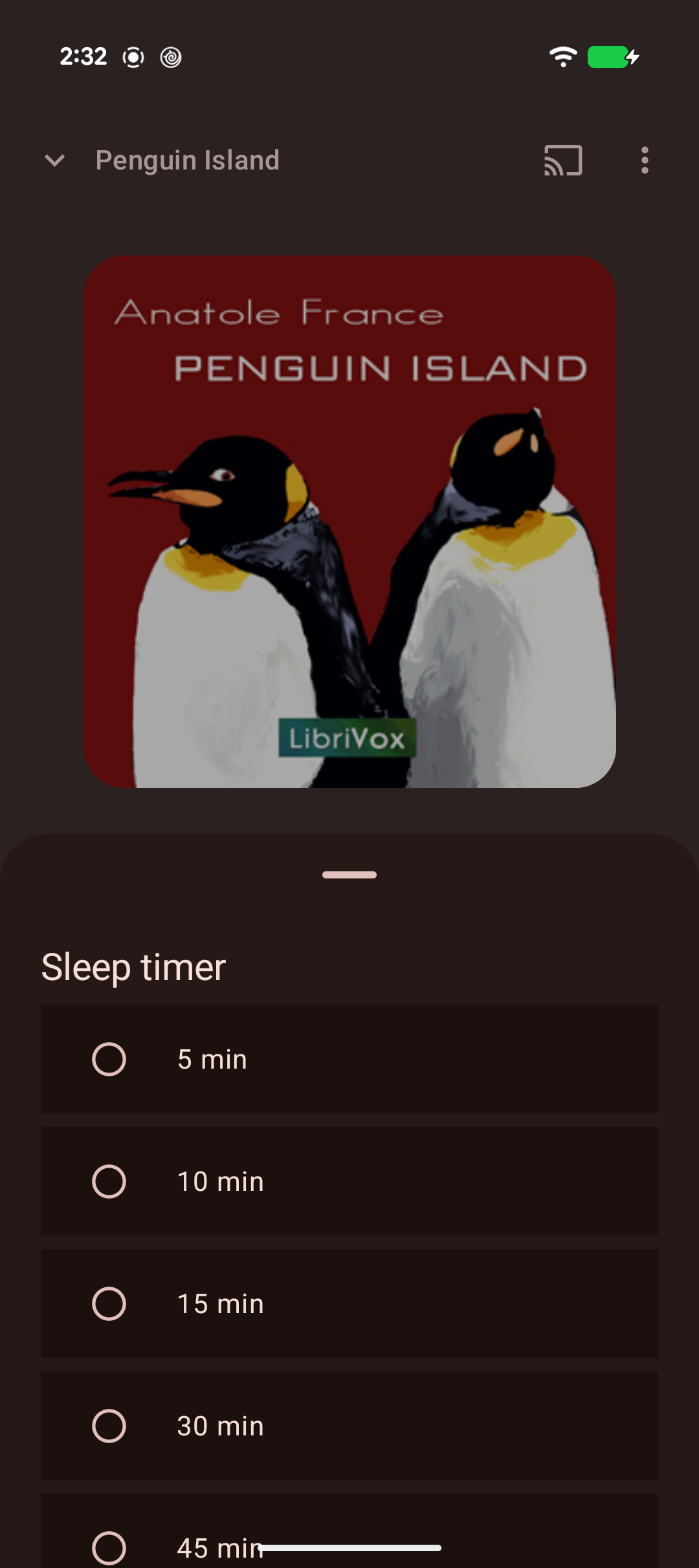 LibriVox Mobile sleep timer sheet